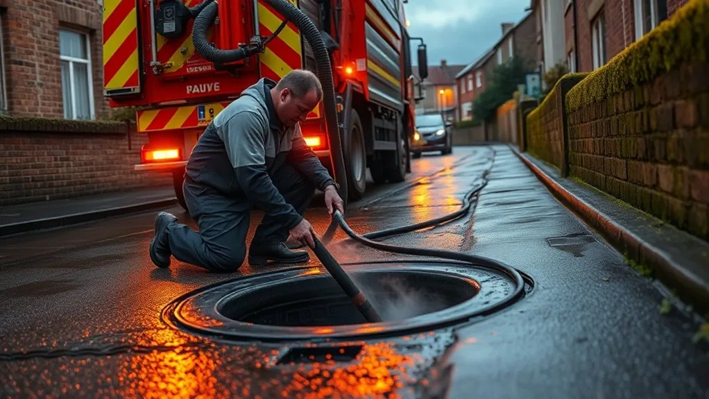 Blocked drain specialists in Folkestone clearing a drain